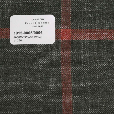 1915-0005-0006 Cerruti Lanificio - Vải Suit 100% Wool - Xám Caro